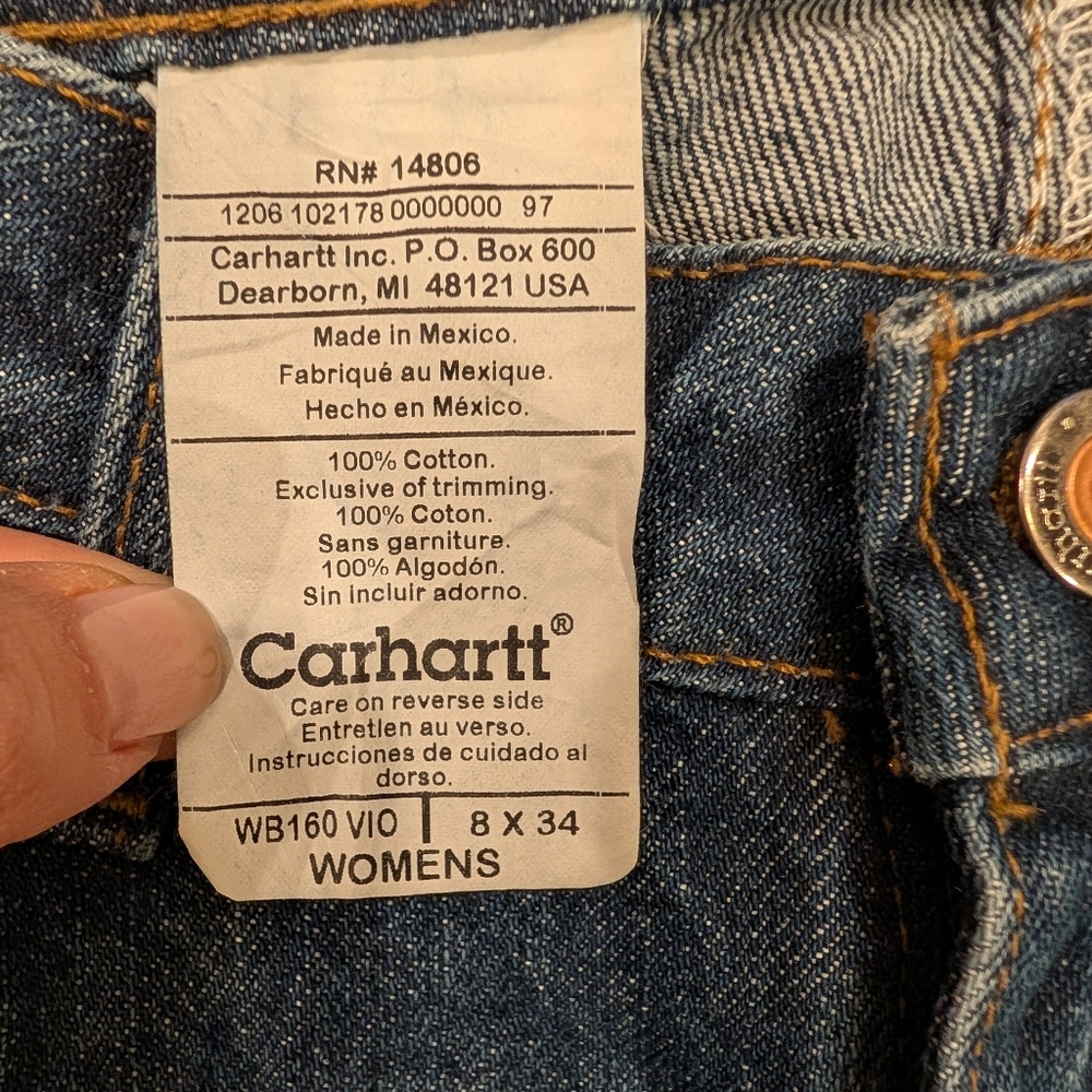 Carhartt Women's's Relaxed Fit Jeans in Dark Blue - Picture 7 of 10